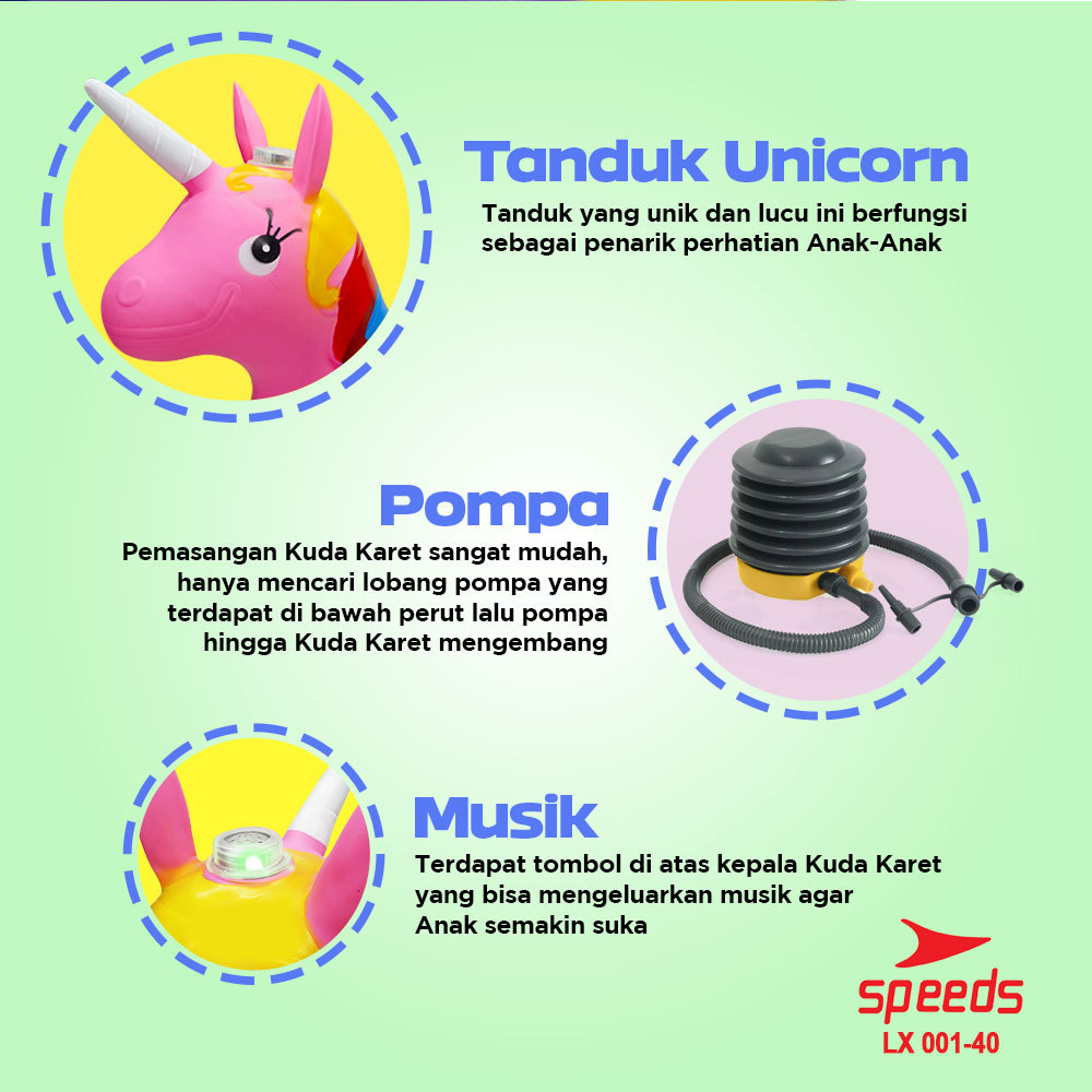SPEEDS Mainan Tunggangan Kuda Kudaan Karet Rocking Horse Animal Jumping House 001-40