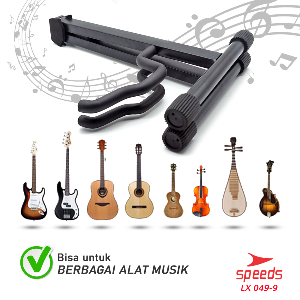SPEEDS Alat Musik Stand Gitar Universal Import Stand Bass Ukulele Model A Lipat Besi Dudukan Gitar 049-9