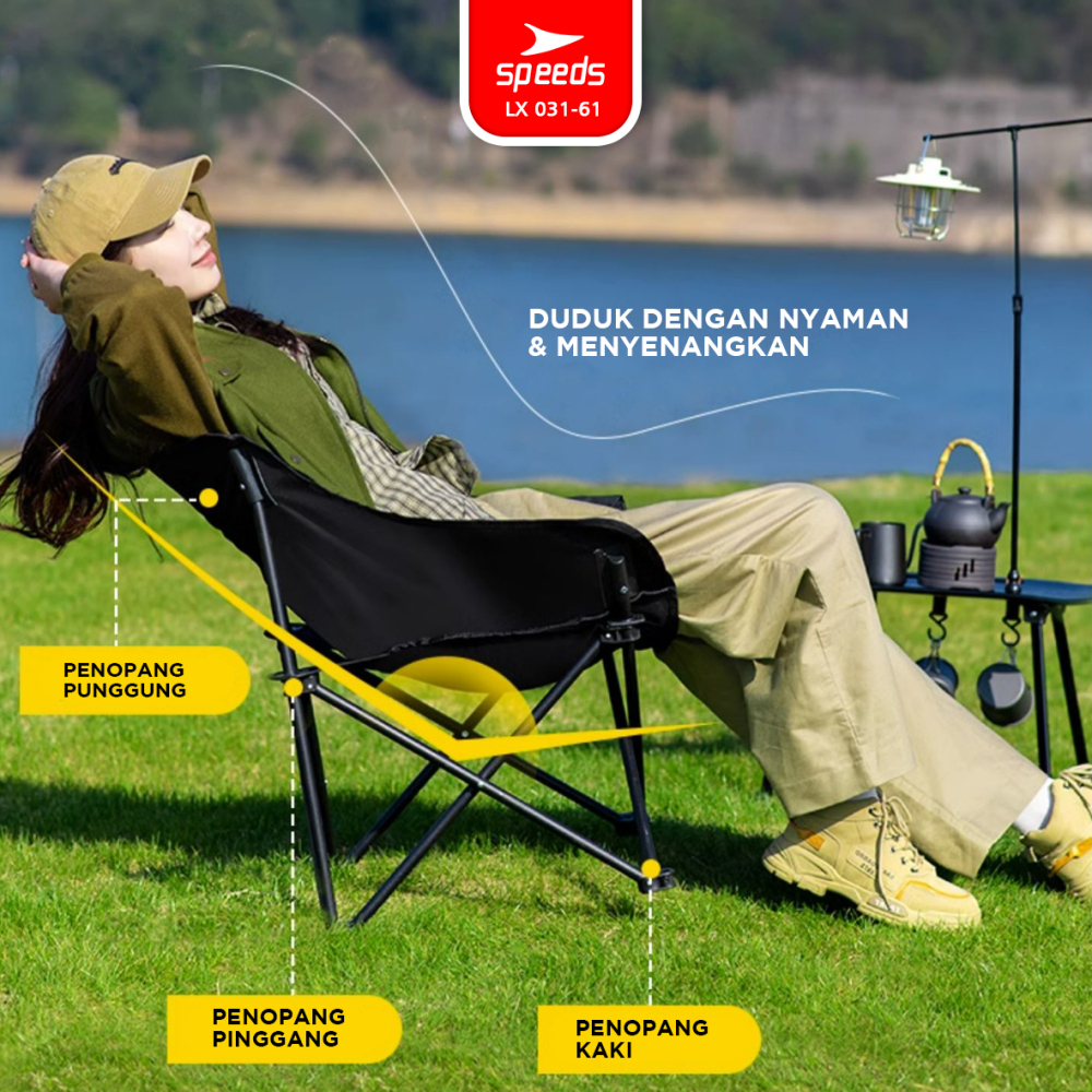 SPEEDS Kursi Lipat Portable Camping Hiking Outdoor Moon Chair Bahan Kain Oxford 031-61