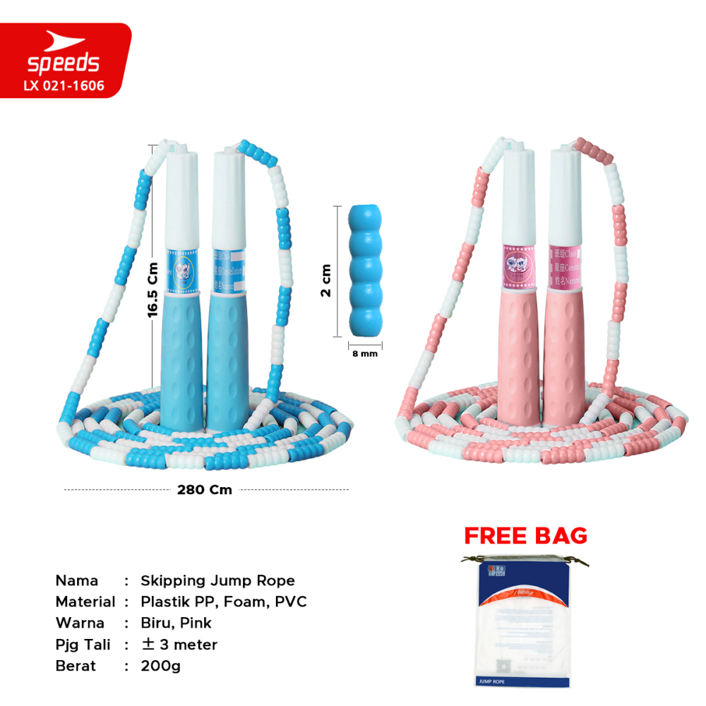 SPEEDS SKIPPING LOMPAT TALI JUMP ROPE ORIGINAL BERKUALITAS TERMURAH TERLARIS 021-1606