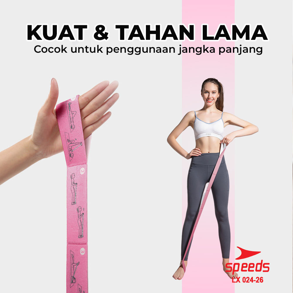SPEEDS Yoga Strap 8 Loops Yoga Stretching Exercise Strap Woven Yoga Pilates Power Band Karet Fitness Elastis Back Band Tali 024-26