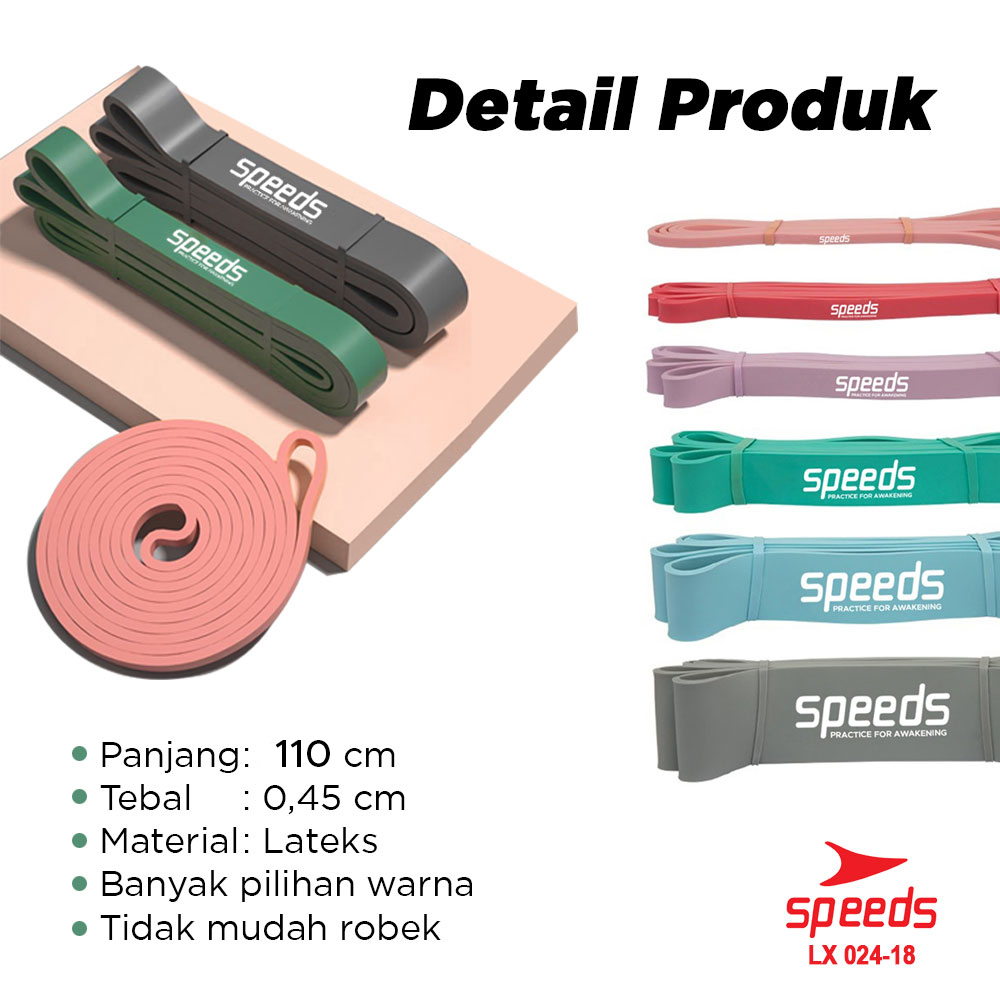 SPEEDS Tali Karet Yoga Fitness Loopbands Resistance Bands Anti Slip Loop Bands Karet Fitness Elastis 024-18