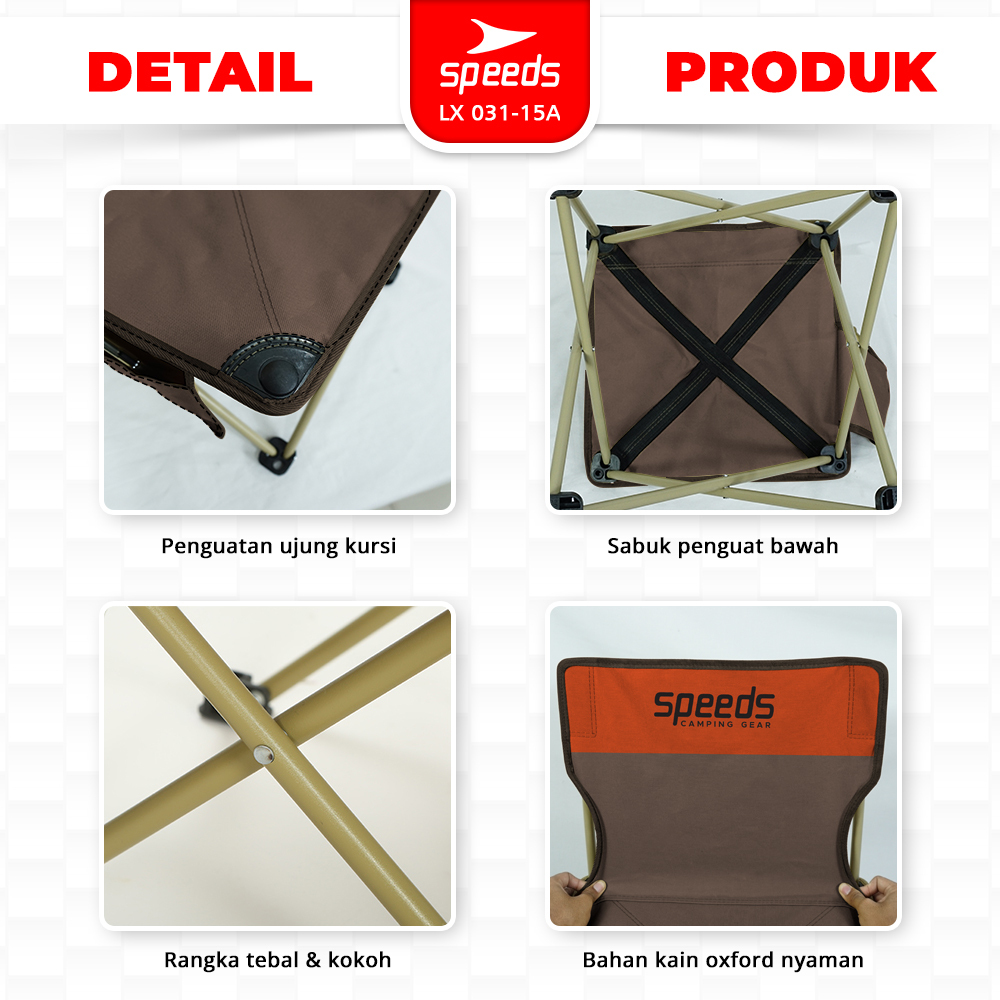 SPEEDS Kursi Lipat Kemah Outdoor Portabel Camping Folding Chair Kursi Taman LX 031-15A