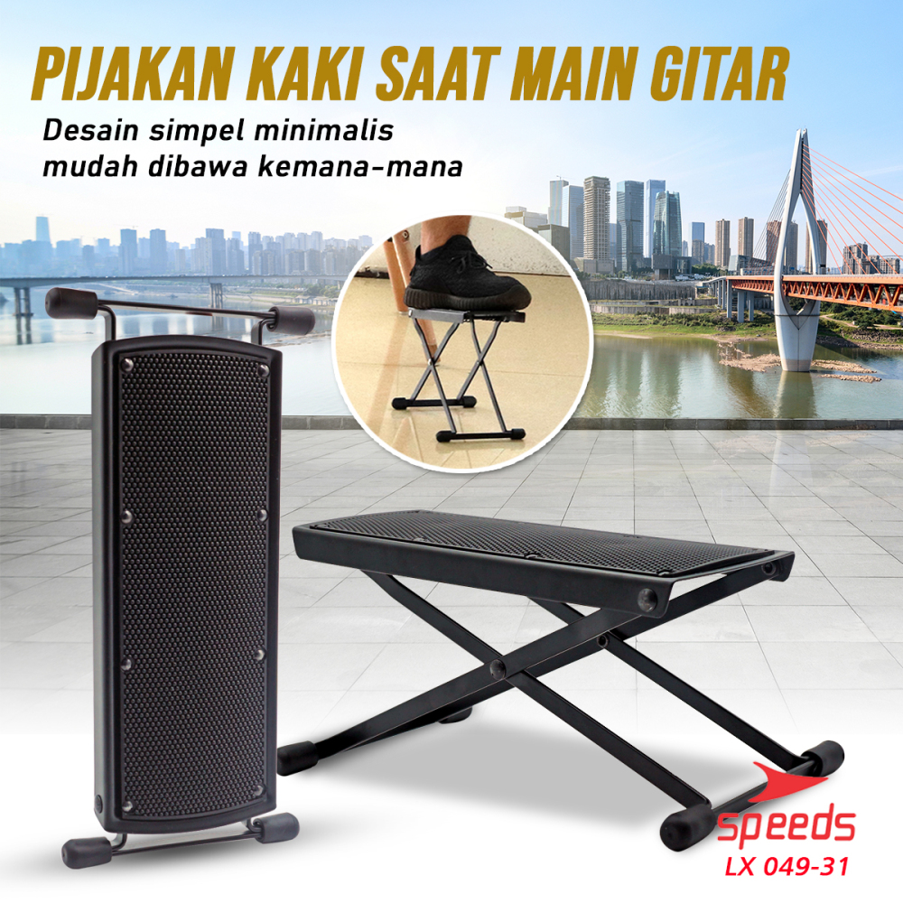 SPEEDS Alat Musik Foot Stool Gitar / Pijakan Kaki / Injakan Kaki / Kaki Gitar Foot Stool Import Besi 049-31