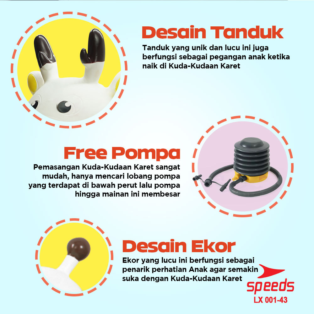 SPEEDS Mainan Kuda Kudaan Karet Rocking Horse Animal Jumping Horse 001-43
