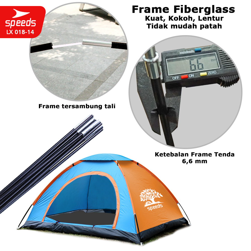 SPEEDS Tenda Camping Kapasitas Luas 3-4 Orang Tenda Gunung Camo Model Dome Loreng Outdoor Indoor New 018-14