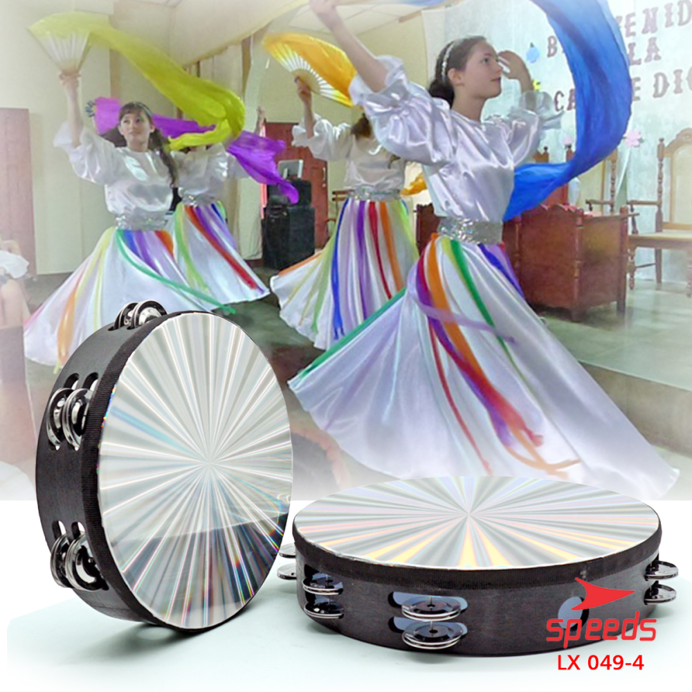 SPEEDS Alat Musik Tamborin Tambourine Hologram Kecrekan Tambourine Tamborine 8 10Inch 049-4