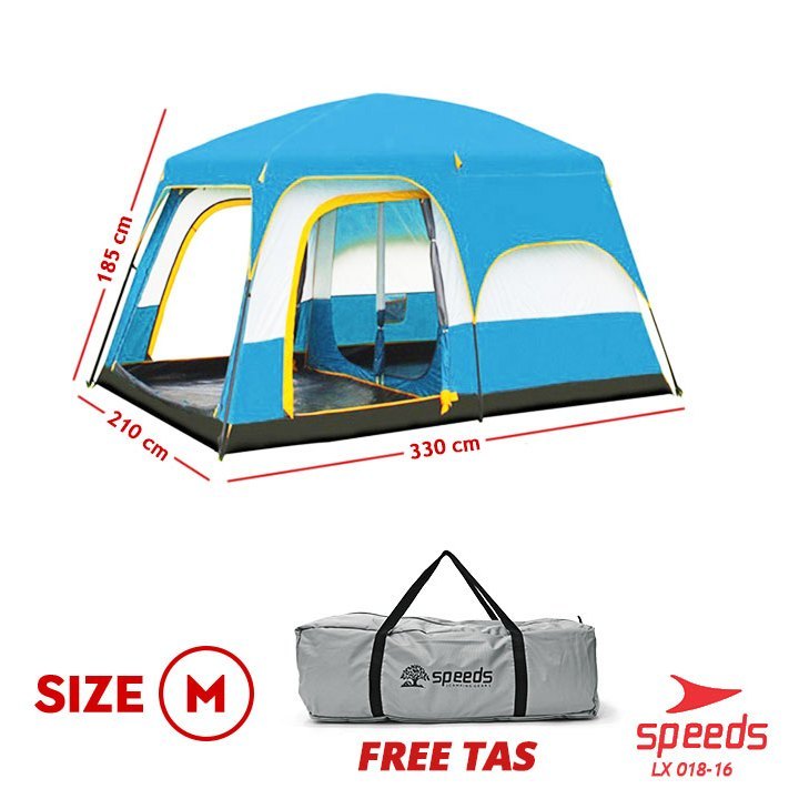 SPEEDS Tenda Camping / Tenda Kemah Besar Muat 3-5 Orang Tenda Outdoor + Kanopi Double Layer 018-16
