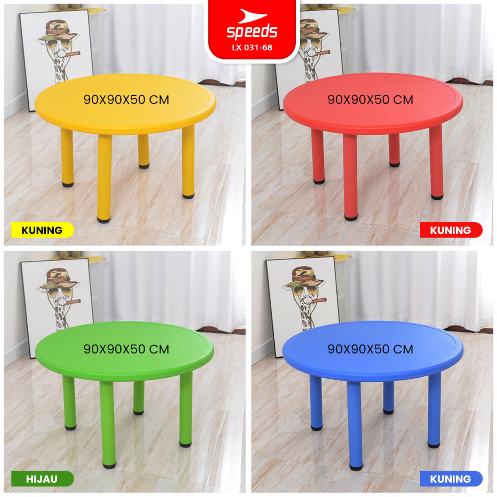 SPEEDS Meja Belajar Anak HDPE Kids Table Meja Lingkaran TK Paud Tebal Kokoh Colorful Kids Table Warna Warni 031-68