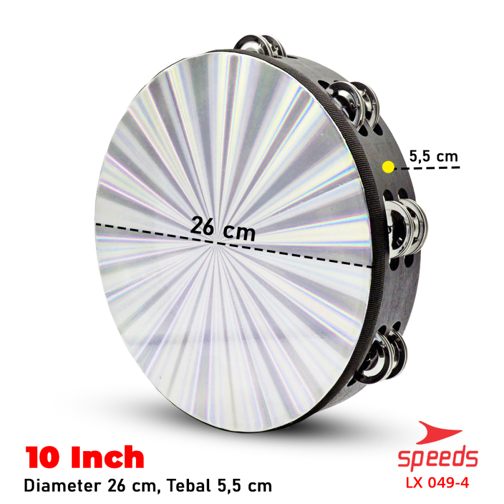 SPEEDS Alat Musik Tamborin Tambourine Hologram Kecrekan Tambourine Tamborine 8 10Inch 049-4