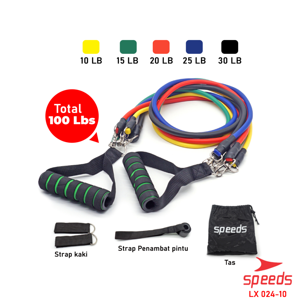 SPEEDS Resistance Bands 11 in 1 Set Tali Pembantu Premium Bands Fitness Gym Power 024-10