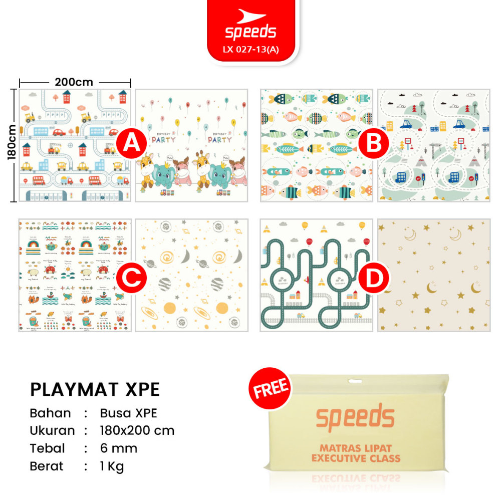 SPEEDS Playmat XPE Bayi 180x200x0.6cm Karpet Lipat Empuk 027-13