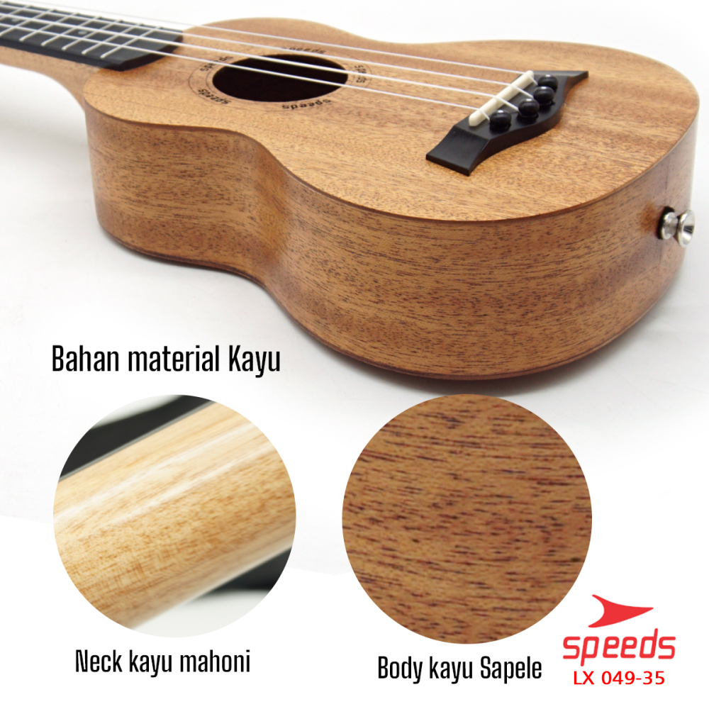 SPEEDS Ukulele 4 Senar Ukulele Soprano Ukulele 21 Inch Akustik Kualitas Premium Gitar 049-35