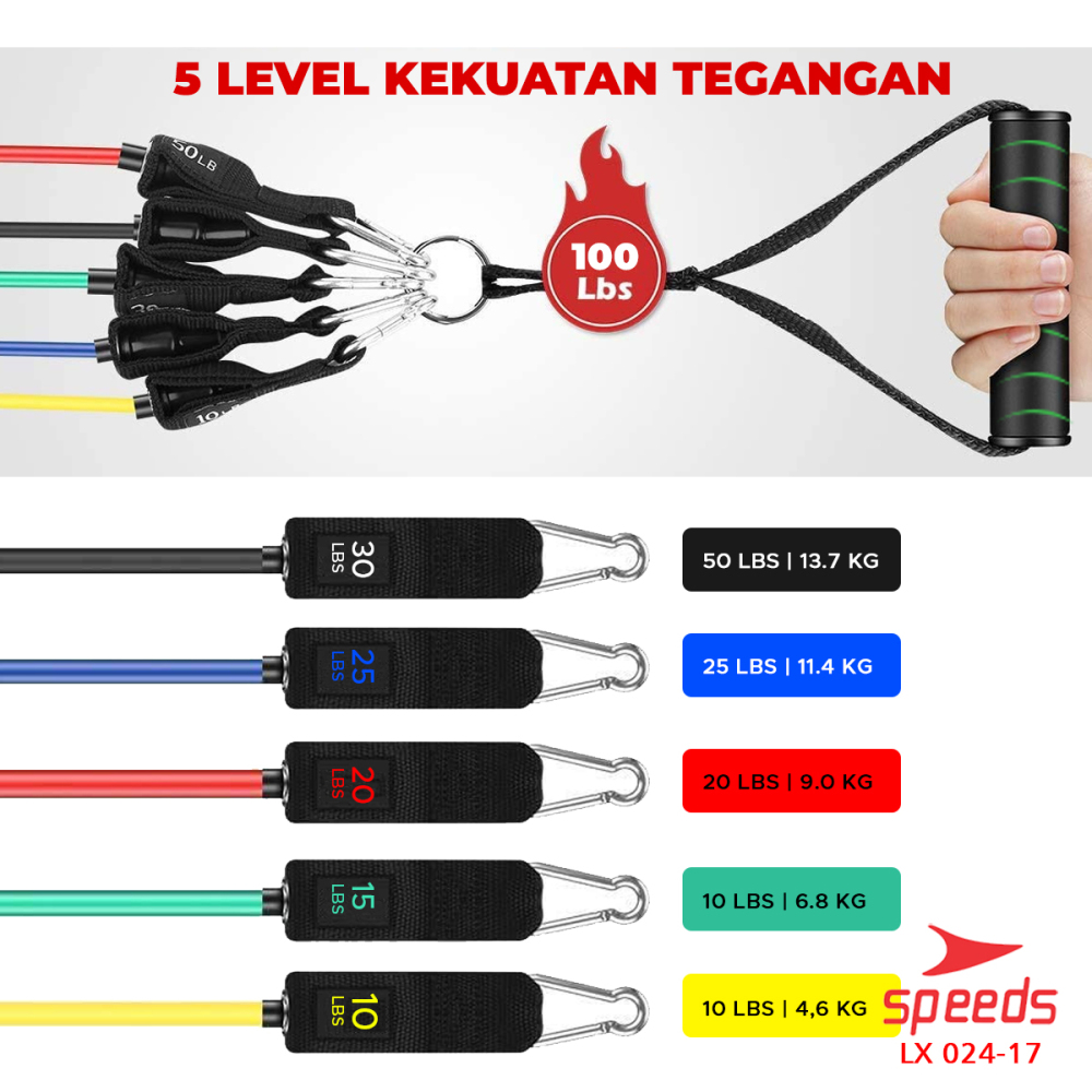 SPEEDS Resistance Bands 11 in 1 Set Tali Pembantu Gym Premium Bands Power 024-17