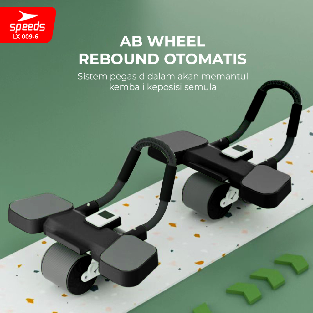 SPEEDS Ab Roller Ab Wheel Automatic Rebound Pembentuk Perut Roller Alat Abdonimal Fitness Olahraga 009-6 HITAM