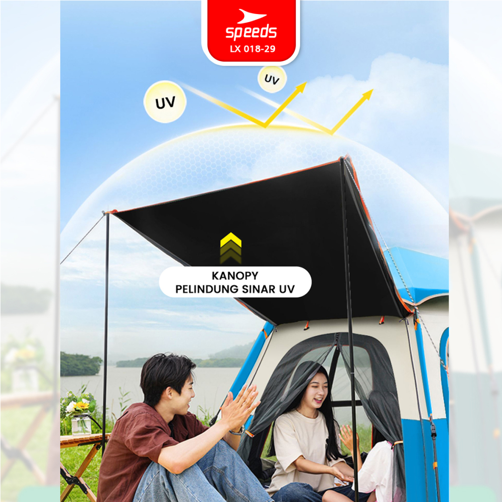SPEEDS Tenda Camping Besar Otomatis Portabel Muat 6-9 Orang 2 Pintu Kemah Outdoor Kanopi Waterproof 018-29