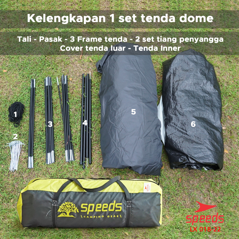 SPEEDS-Tenda Camping Dome Kapasitas 6 Orang Tenda Kemah Gunung Camping Tent Outdoor-Indoor 2 Layer 018-22