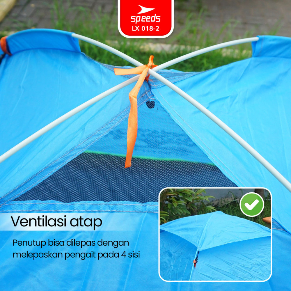 SPEEDS Tenda Camping Biru Kapasitas 4 Orang Tenda Otomatis Outdoor & Indoor Tenda Gunung 018-2