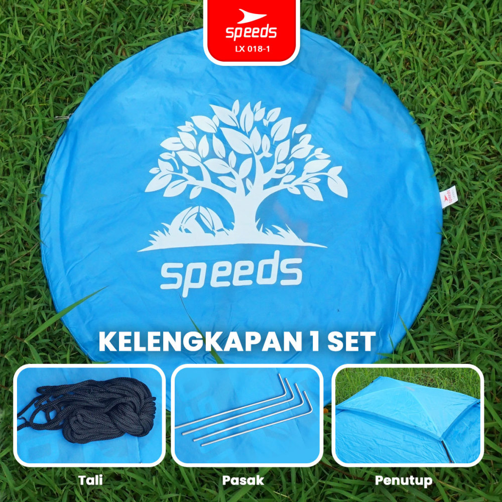SPEEDS Tenda Camping Biru Kapasitas 1-3 Orang Tenda Otomatis Outdoor & Indoor Tenda Gunung 018-1