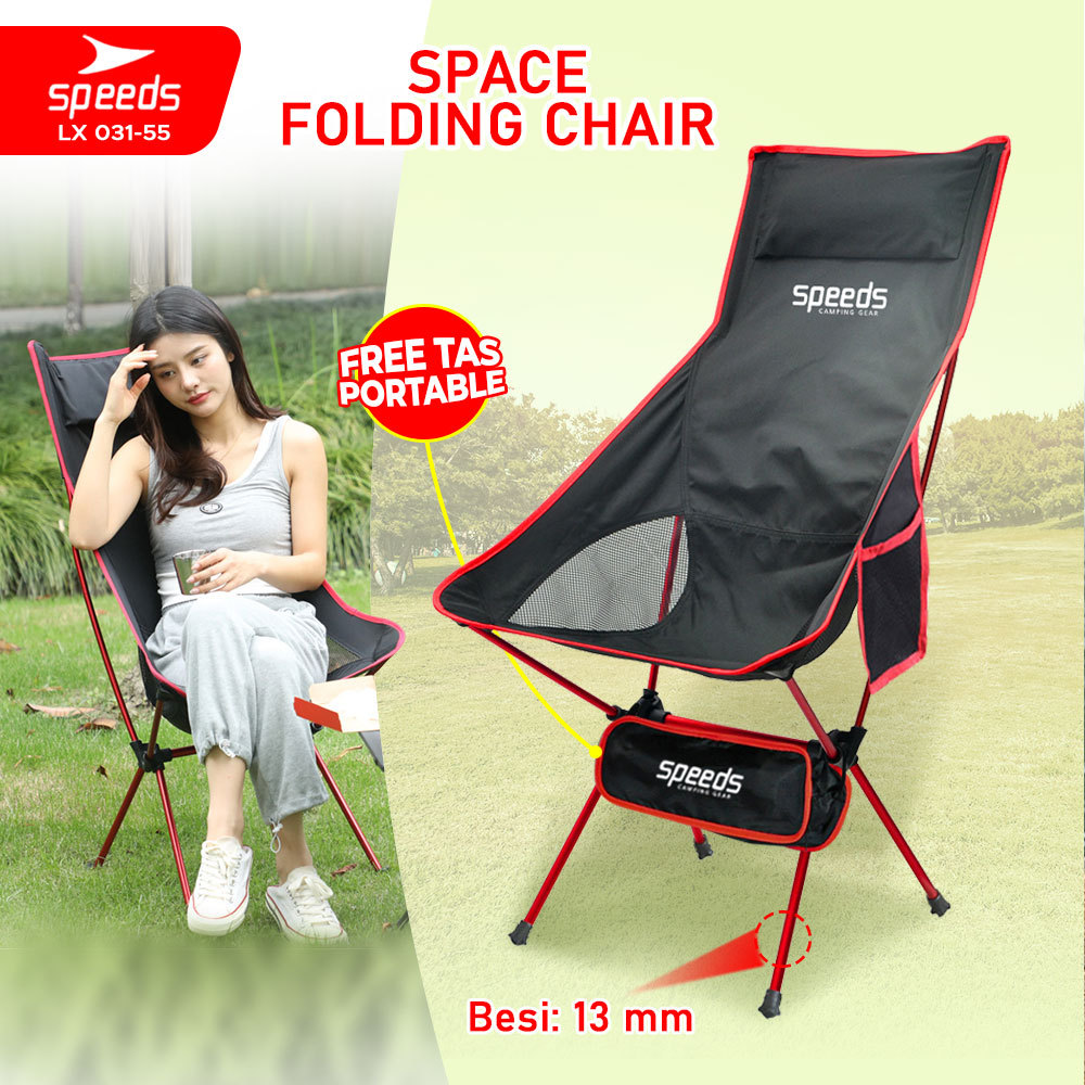SPEEDS Kursi Lipat Camping Outdoor Space Foldable Chair Piknik Hiking Mancing Aksesoris Tenda 031-55