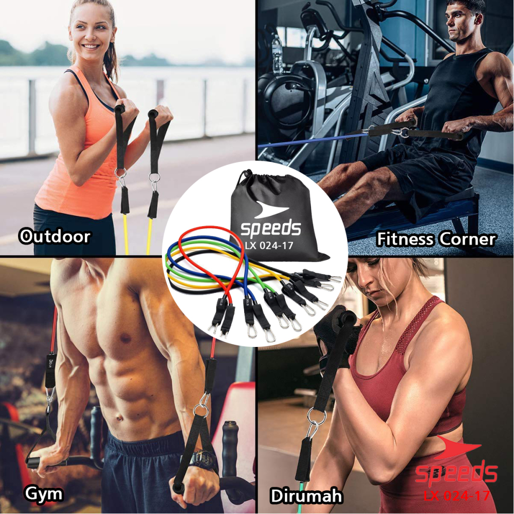 SPEEDS Resistance Bands 11 in 1 Set Tali Pembantu Gym Premium Bands Power 024-17