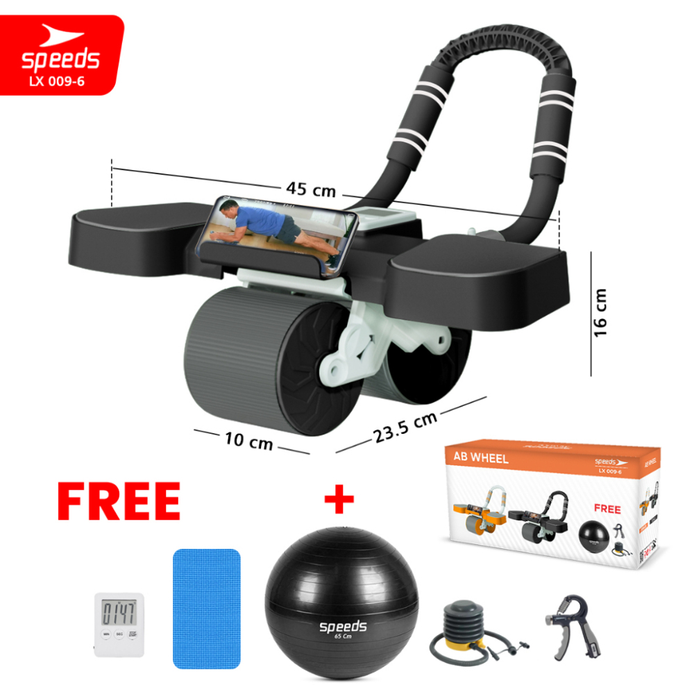 SPEEDS Ab Roller Ab Wheel Automatic Rebound Pembentuk Perut Roller Alat Abdonimal Fitness Olahraga 009-6 HITAM