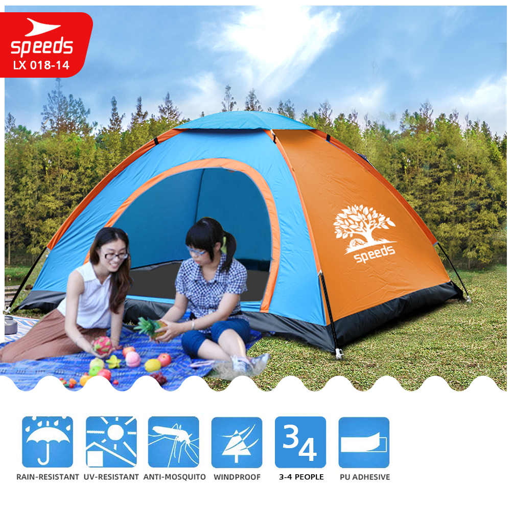 SPEEDS Tenda Camping Kapasitas Luas 3-4 Orang Tenda Gunung Camo Model Dome Loreng Outdoor Indoor New 018-14