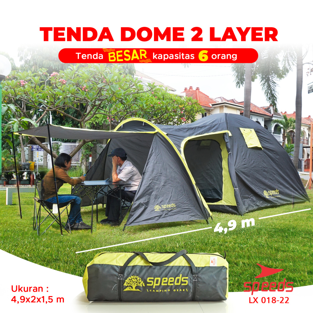 SPEEDS-Tenda Camping Dome Kapasitas 6 Orang Tenda Kemah Gunung Camping Tent Outdoor-Indoor 2 Layer 018-22
