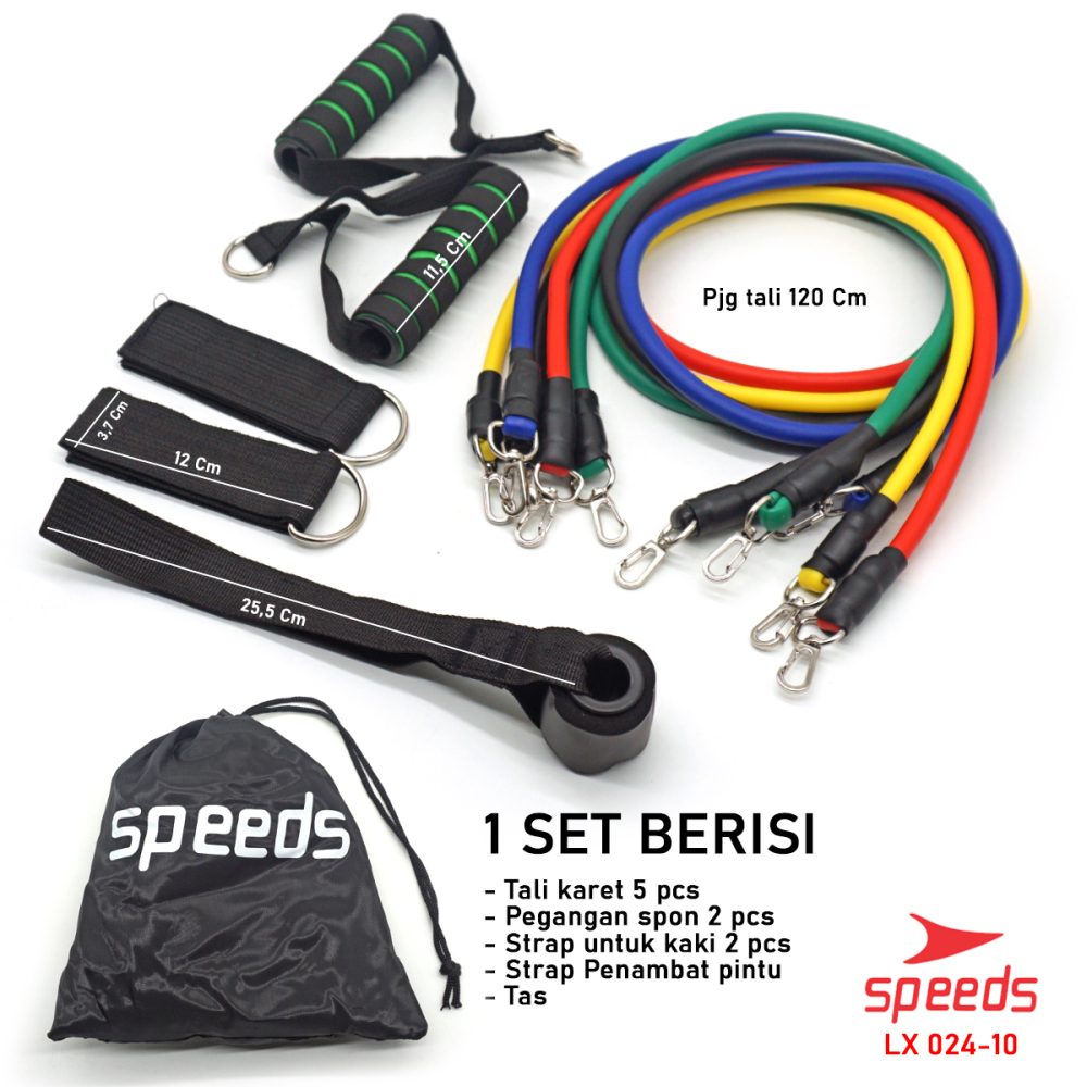 SPEEDS Resistance Bands 11 in 1 Set Tali Pembantu Premium Bands Fitness Gym Power 024-10