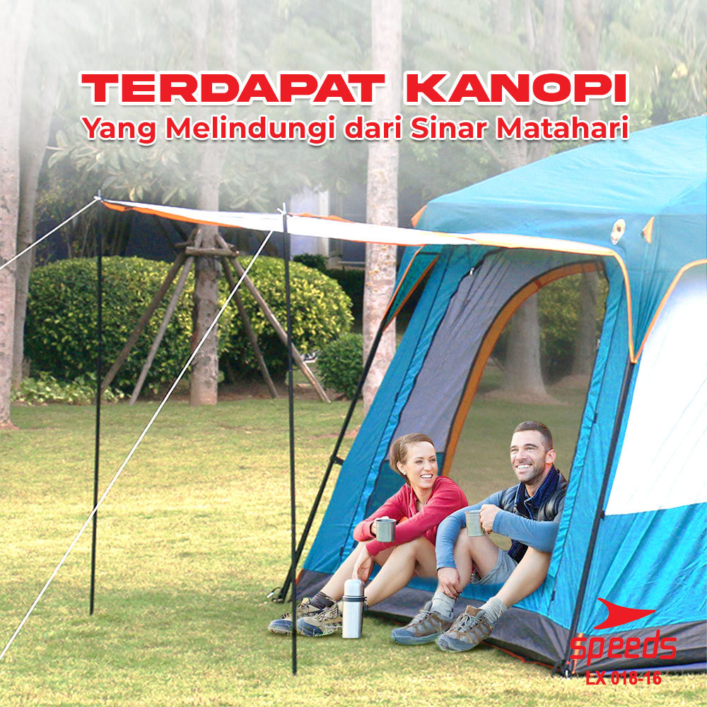 SPEEDS Tenda Camping / Tenda Kemah Besar Muat 3-5 Orang Tenda Outdoor + Kanopi Double Layer 018-16