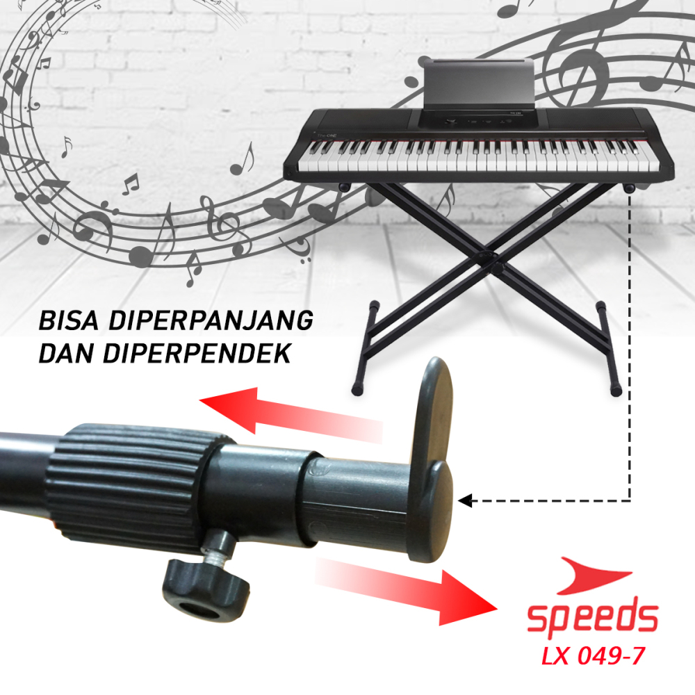 SPEEDS Alat Musik Stand Keyboard Double Kaki Keyboard Untuk Semua Piano Dewasa Lipat Portable 049-7
