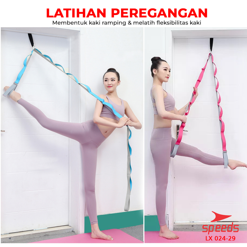 SPEEDS Yoga Strap Yoga Belt Tali Yoga Ring Yoga Stretching Strap Power Band Resistance Band Karet Fitnes Legs Stretch Power Band Olahraga 024-29