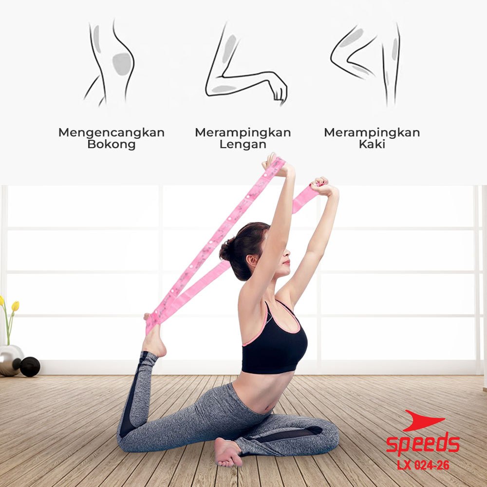SPEEDS Yoga Strap 8 Loops Yoga Stretching Exercise Strap Woven Yoga Pilates Power Band Karet Fitness Elastis Back Band Tali 024-26