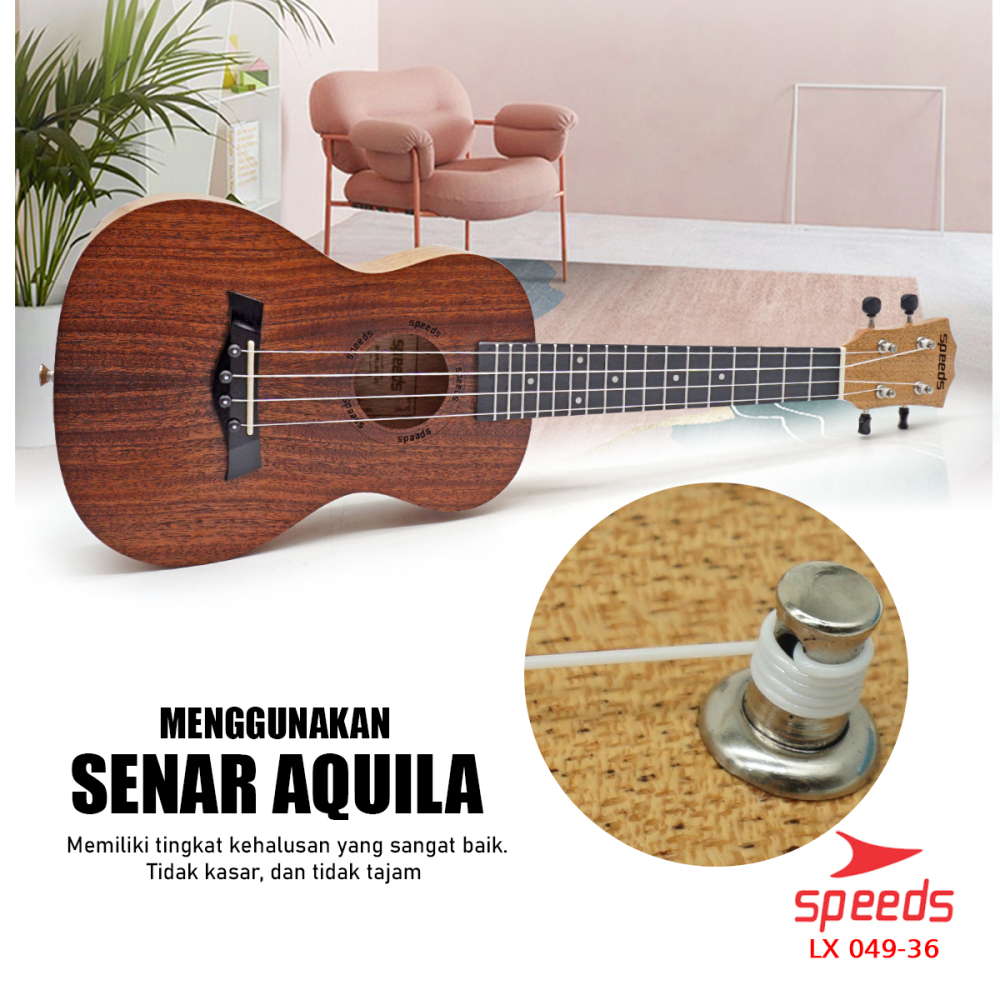 SPEEDS Ukulele 4 Senar Ukulele Concert Ukulele 24 Inch Akustik Kualitas Premium Gitar 049-36