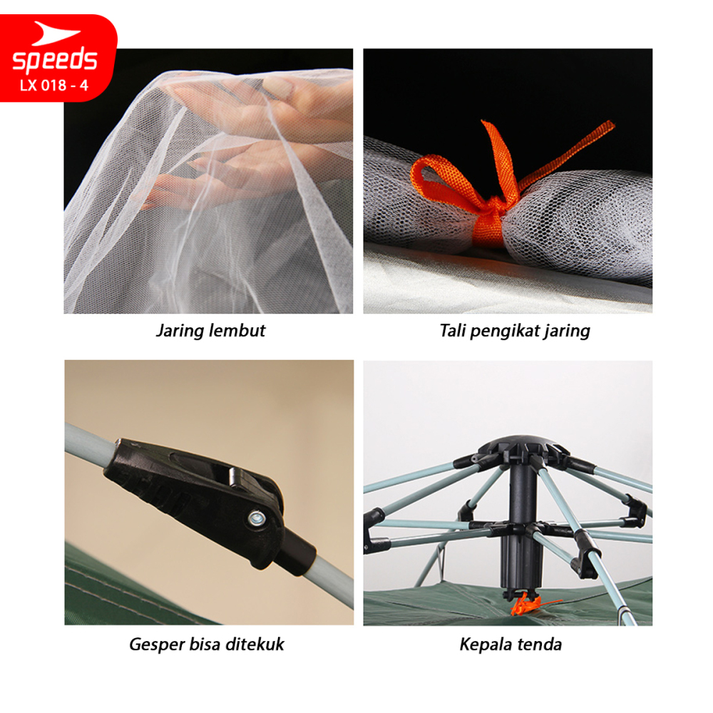 SPEEDS Tenda Camping Tenda Kemah Speeds 4 Orang Lipat Portable Import Original 018-4