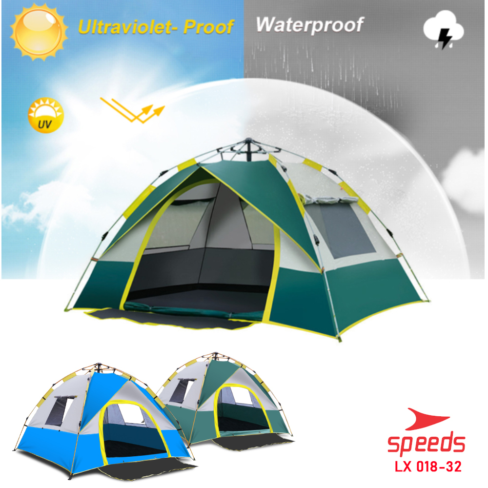 SPEEDS Tenda Camping LIpat Manual Tenda Gunung Portable Waterproof Untuk 3-4 Orang 018-32