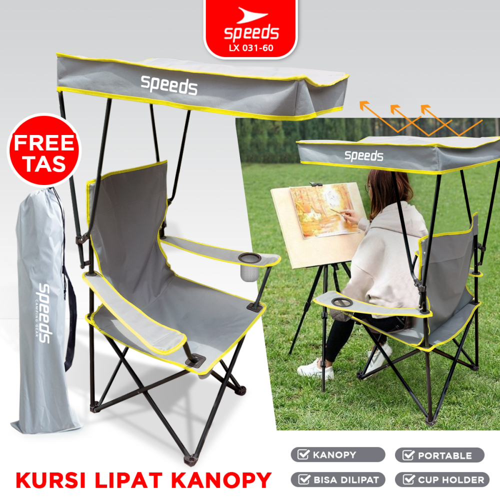 SPEEDS Kursi Lipat Camping Outdoor Dengan Kanopi Folding Chair Hiking Portabel 031-60