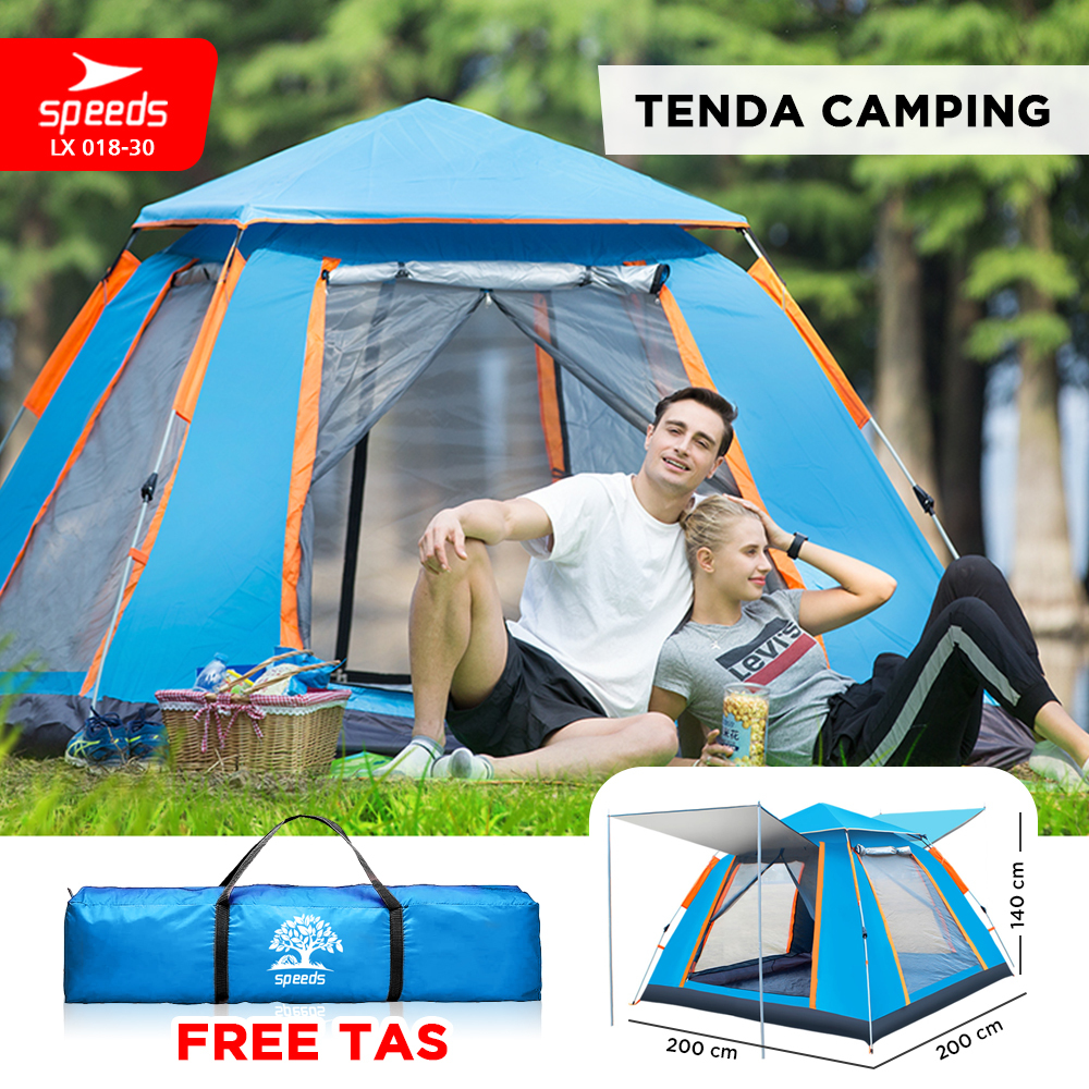 SPEEDS Tenda Camping Lipat Untuk 4-5 Orang Tenda Dome Manual Tenda Gunung Portable Waterproof 018-30
