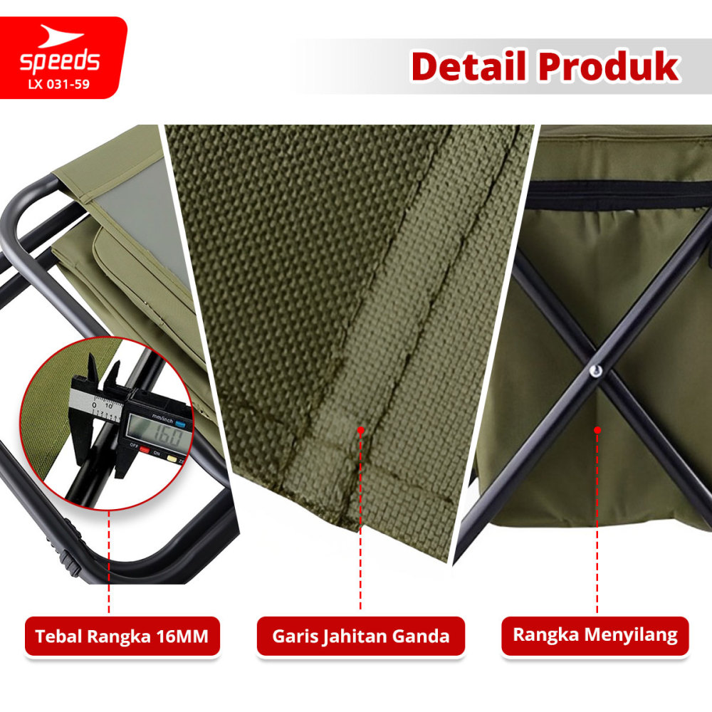 SPEEDS Kursi Lipat + Tas Pendingin Portabel Camping Outdoor Indoor Multifungsi LX 031-59