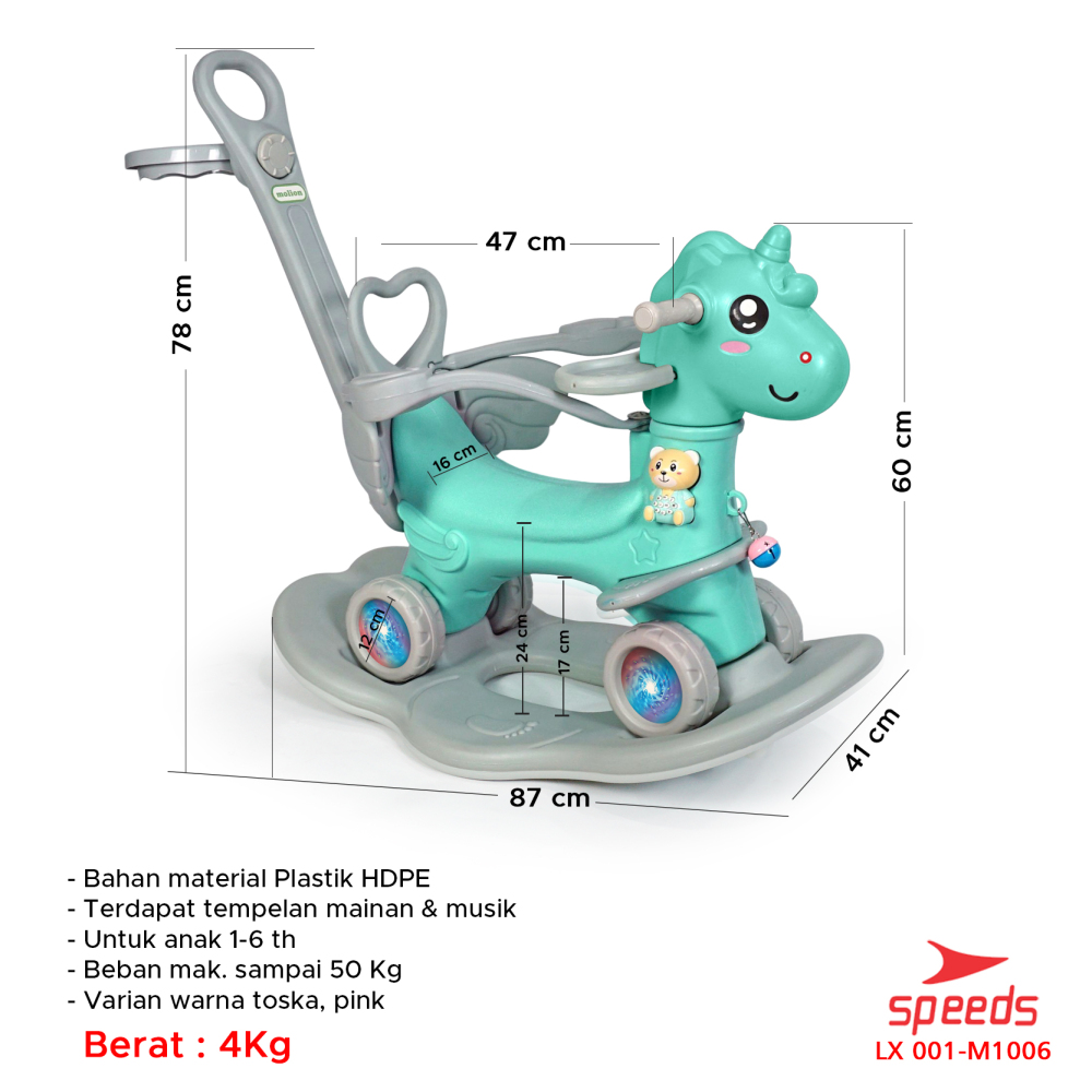Mainan SNI Kuda Kudaan 4in1 Mainan Anak Jungkat Jungkit Balance Horse Model Rocking Horse Berstandar 001-M1006