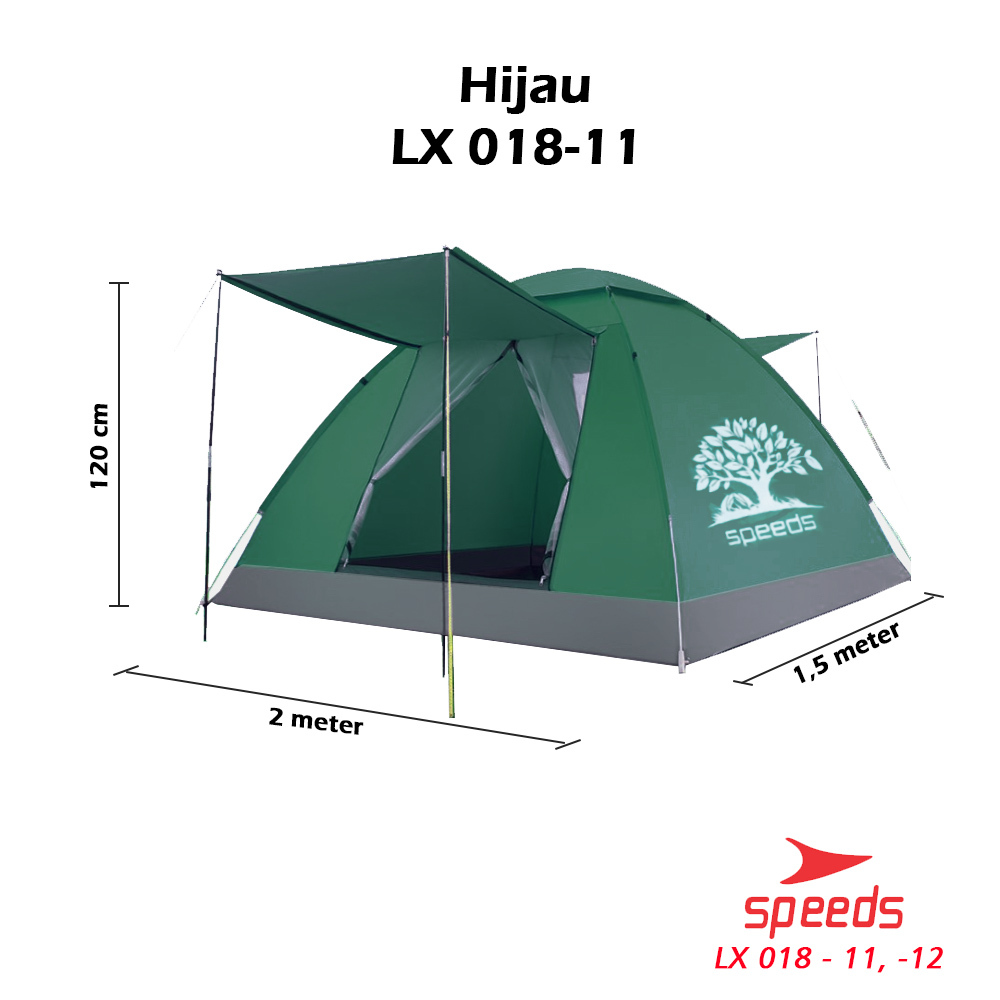 SPEEDS Tenda Camping Family Otomatis Piknik 2-3  Orang Dengan Alas Tenda Anti Air LX 018-11