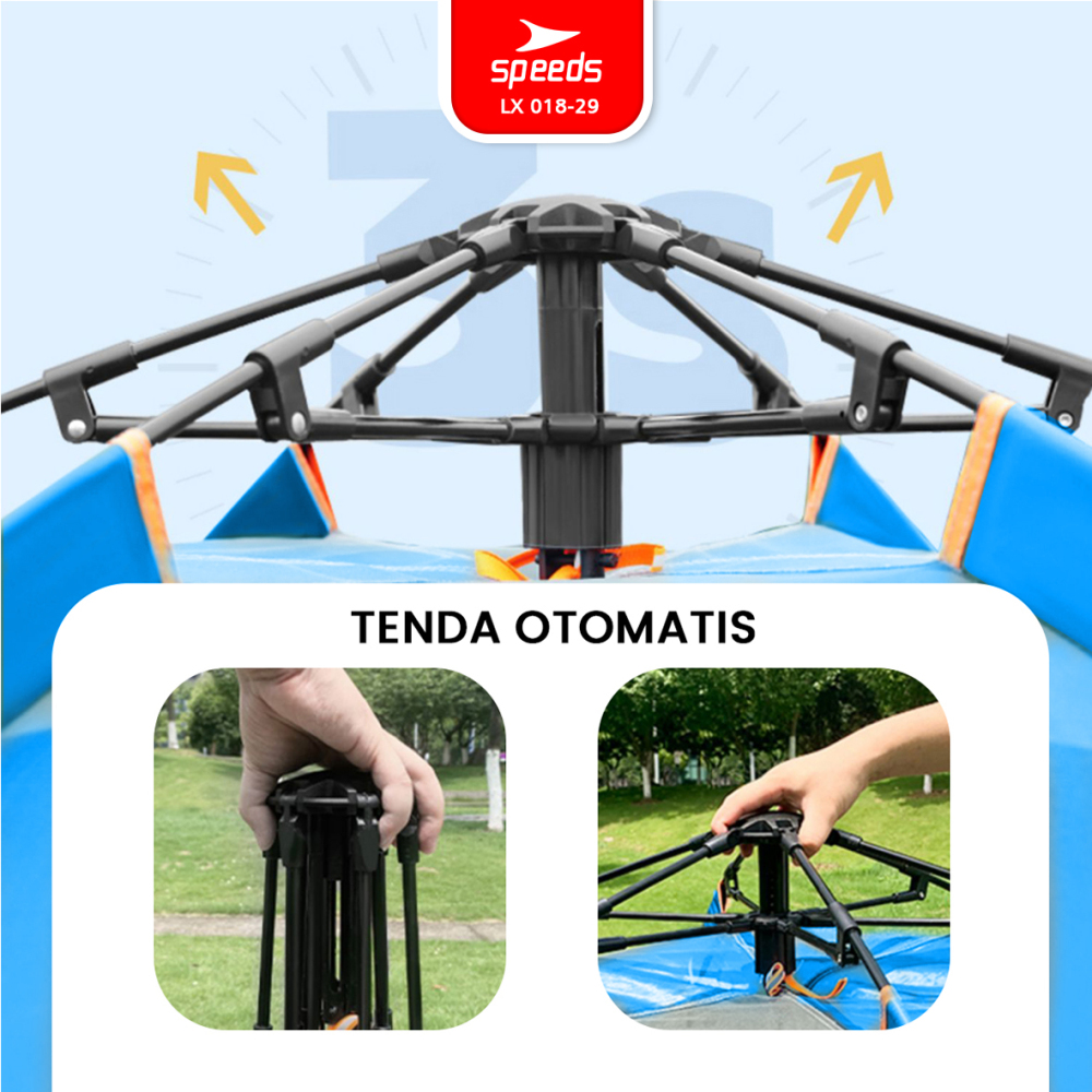 SPEEDS Tenda Camping Besar Otomatis Portabel Muat 6-9 Orang 2 Pintu Kemah Outdoor Kanopi Waterproof 018-29
