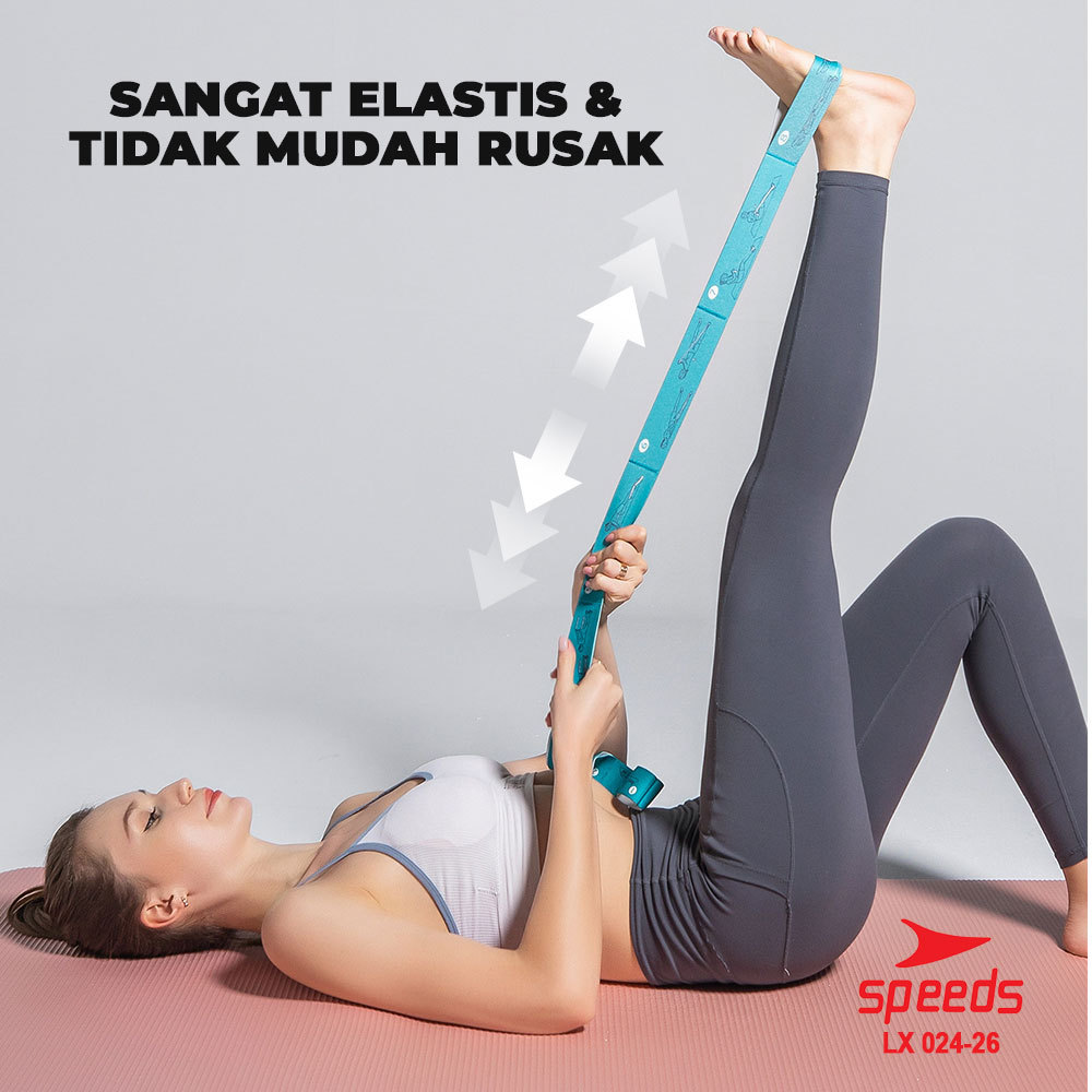 SPEEDS Yoga Strap 8 Loops Yoga Stretching Exercise Strap Woven Yoga Pilates Power Band Karet Fitness Elastis Back Band Tali 024-26