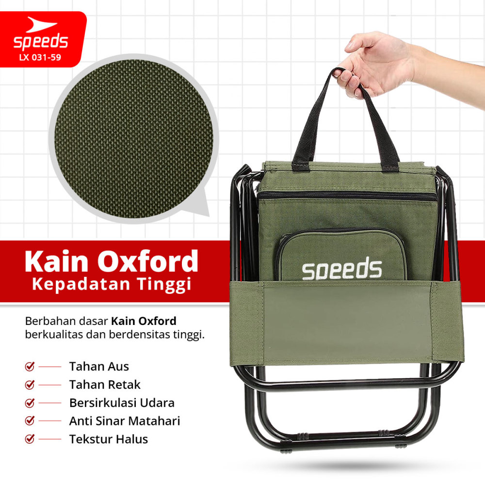 SPEEDS Kursi Lipat + Tas Pendingin Portabel Camping Outdoor Indoor Multifungsi LX 031-59