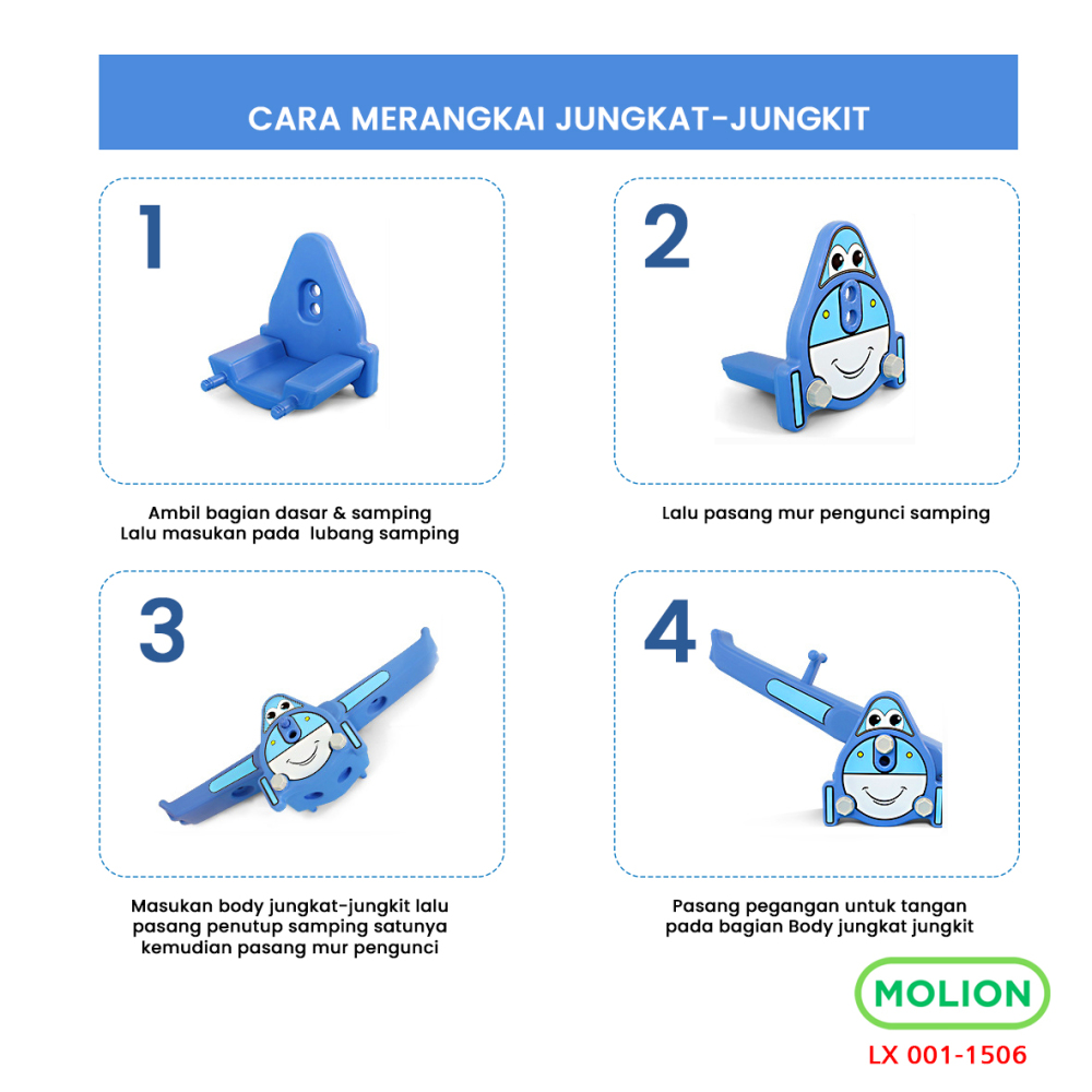 Mainan SNI Jungkat Jungkit Kuda Kudaan Mainan Anak Jungkat Jungkit Rocking Horse Bahan HDPE Jungkat-Jungkit Playground Berstandar 001-M1506