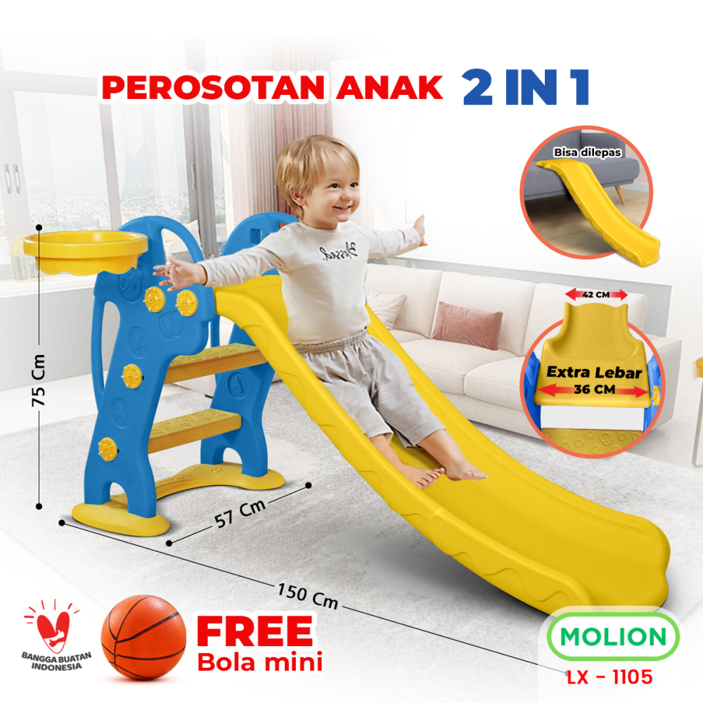 MOLION Mainan SNI Perosotan Anak Mainan Seluncuran Prosotan Kuda Kudaan Playground Slide HDPE Berstandar 001-M1105