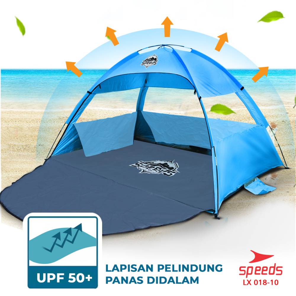 SPEEDS Tenda Camping terbuka otomatis untuk 3-4 orang Tenda PIKNIK / PANTAI / SANTAI 018-10