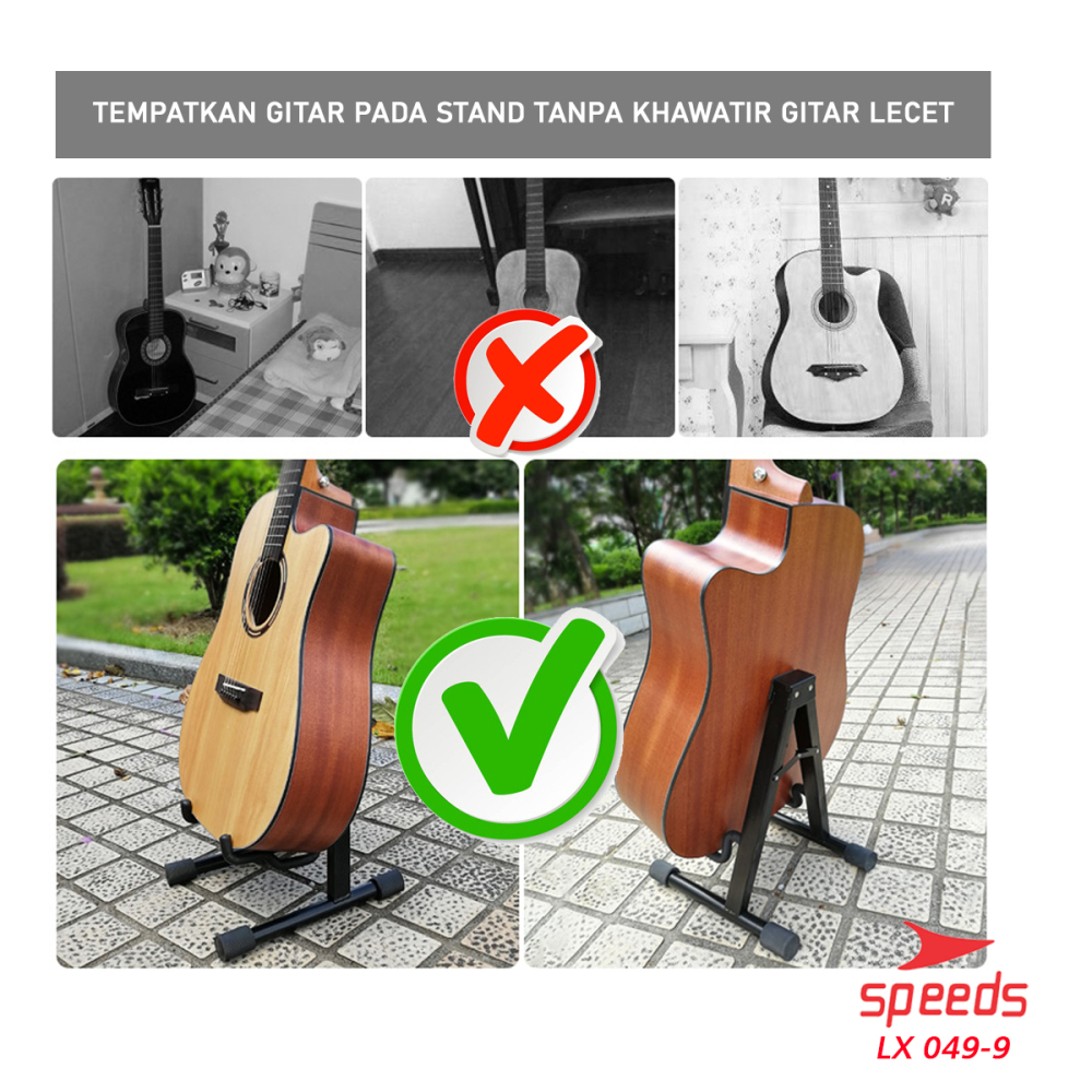 SPEEDS Alat Musik Stand Gitar Universal Import Stand Bass Ukulele Model A Lipat Besi Dudukan Gitar 049-9