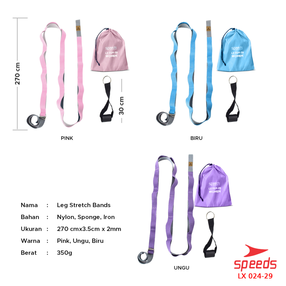 SPEEDS Yoga Strap Yoga Belt Tali Yoga Ring Yoga Stretching Strap Power Band Resistance Band Karet Fitnes Legs Stretch Power Band Olahraga 024-29