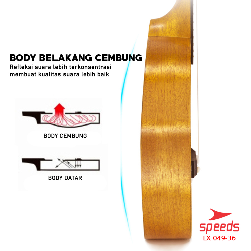 SPEEDS Ukulele 4 Senar Ukulele Concert Ukulele 24 Inch Akustik Kualitas Premium Gitar 049-36